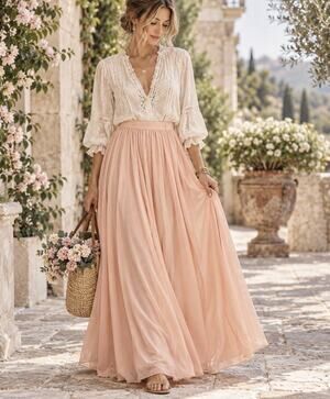 SIN iWearSin NWT Blush Pink Chiffon Maxi Skirt Size 6 Romantic Balletcore